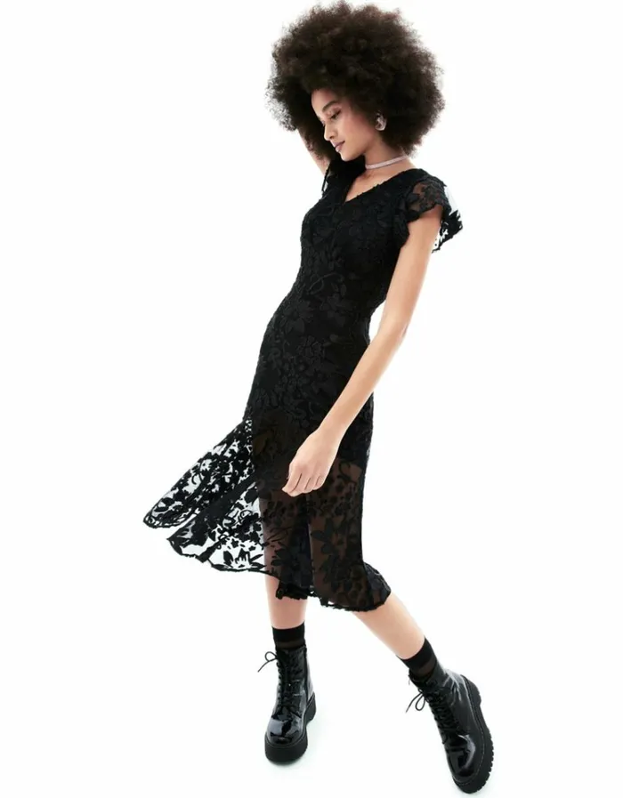 Women MERLIN MIDI DRESS BLACK Betsey Johnson