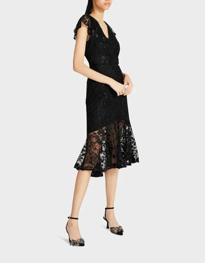 Women MERLIN MIDI DRESS BLACK Betsey Johnson