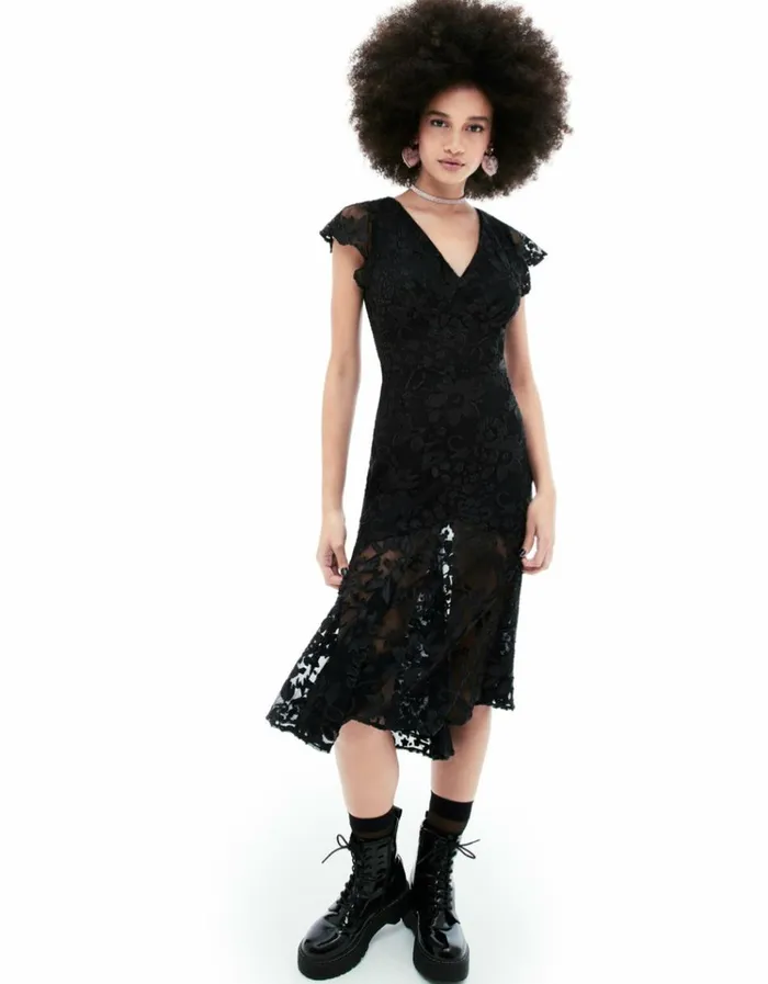 Women MERLIN MIDI DRESS BLACK Betsey Johnson