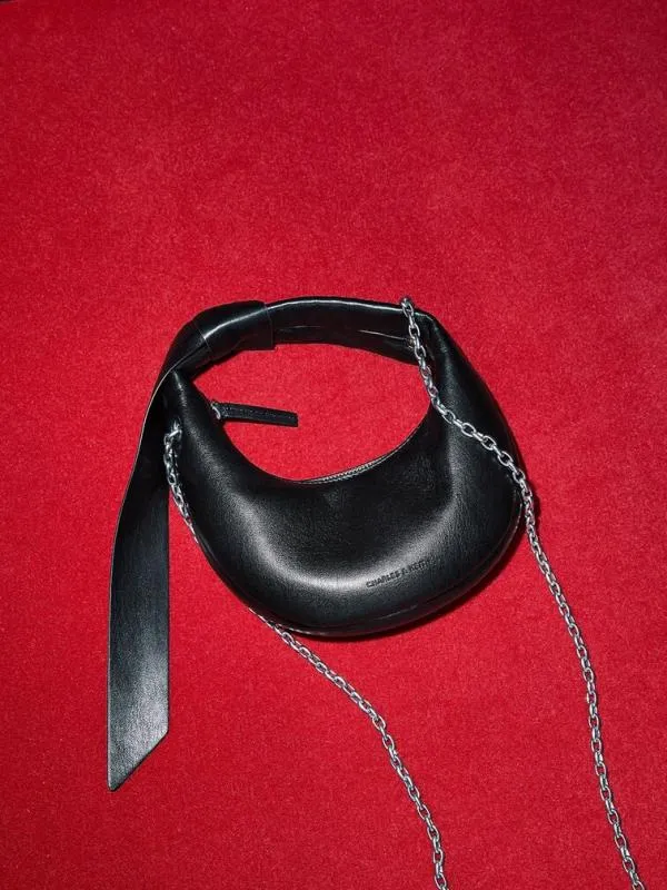 Women Micro Toni Knotted Crescent Hobo Bag 8211 Noir CHARLES and KEITH Hobo Bags