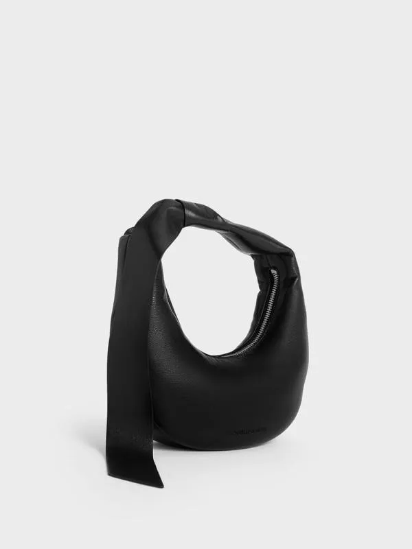 Women Micro Toni Knotted Crescent Hobo Bag 8211 Noir CHARLES and KEITH Hobo Bags
