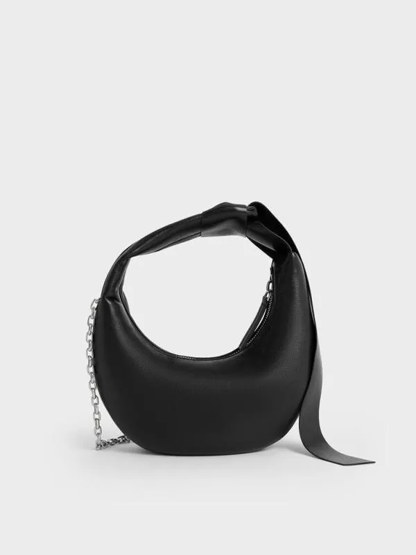 Women Micro Toni Knotted Crescent Hobo Bag 8211 Noir CHARLES and KEITH Hobo Bags
