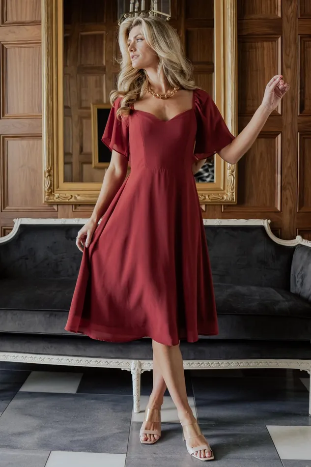 Women Midi Dresses Baltic Born Colette Sweetheart Midi Dress Terracotta