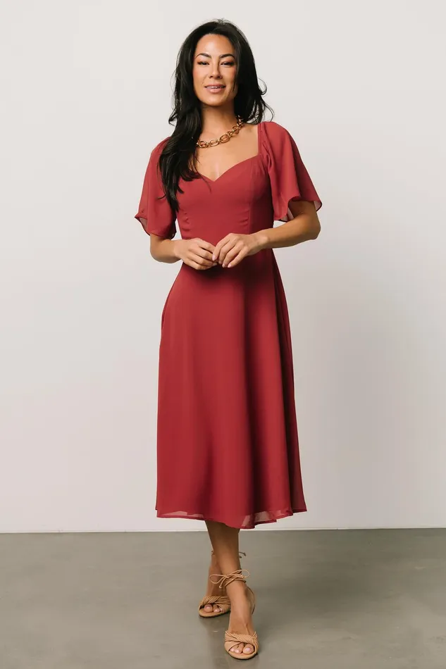 Women Midi Dresses Baltic Born Colette Sweetheart Midi Dress Terracotta
