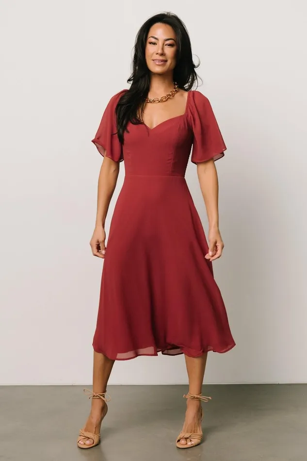 Women Midi Dresses Baltic Born Colette Sweetheart Midi Dress Terracotta