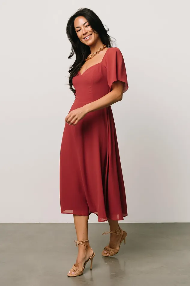 Women Midi Dresses Baltic Born Colette Sweetheart Midi Dress Terracotta