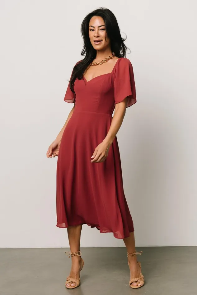 Women Midi Dresses Baltic Born Colette Sweetheart Midi Dress Terracotta