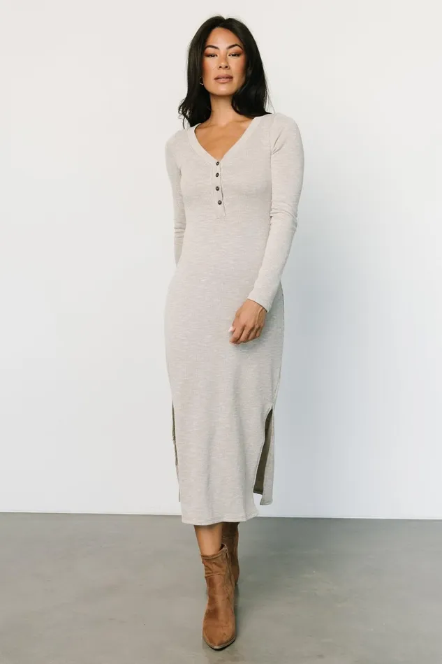 Women Midi Dresses Baltic Born Denver Ribbed Midi Dress Light Gray