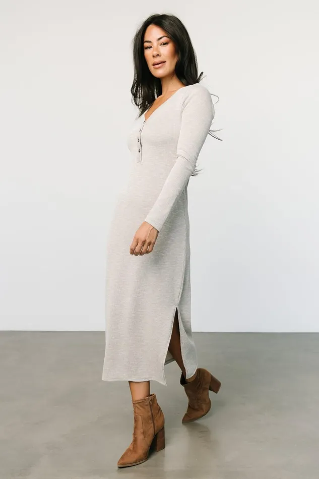 Women Midi Dresses Baltic Born Denver Ribbed Midi Dress Light Gray Women Midi Dresses Baltic Born Denver Ribbed Midi Dress Light Gray