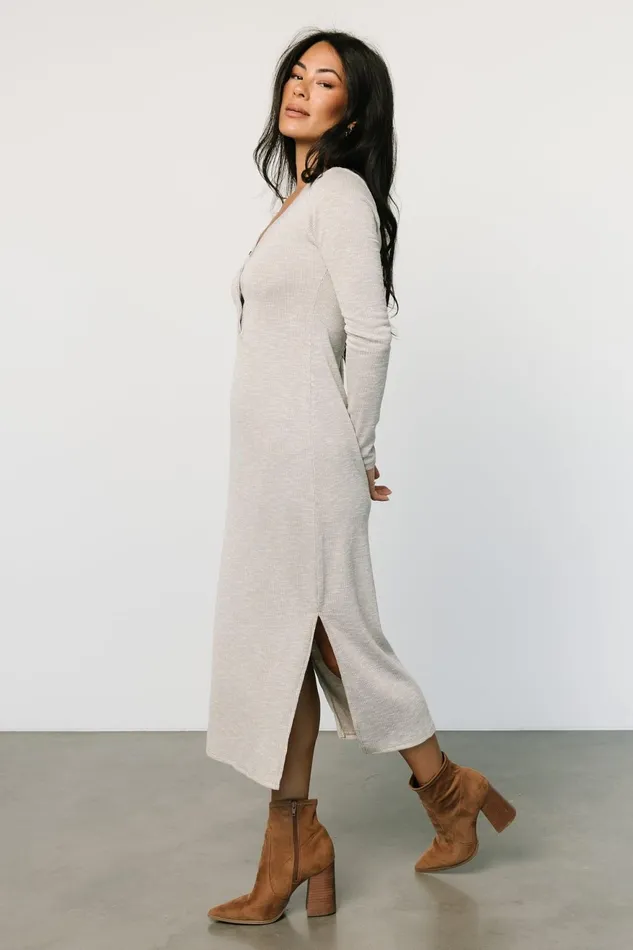 Women Midi Dresses Baltic Born Denver Ribbed Midi Dress Light Gray Women Midi Dresses Baltic Born Denver Ribbed Midi Dress Light Gray