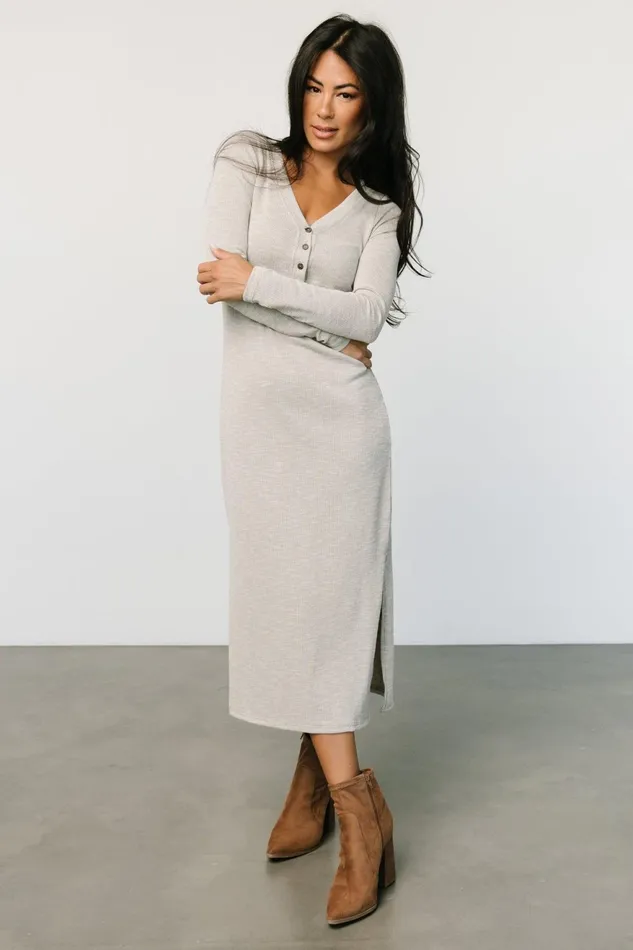 Women Midi Dresses Baltic Born Denver Ribbed Midi Dress Light Gray Women Midi Dresses Baltic Born Denver Ribbed Midi Dress Light Gray