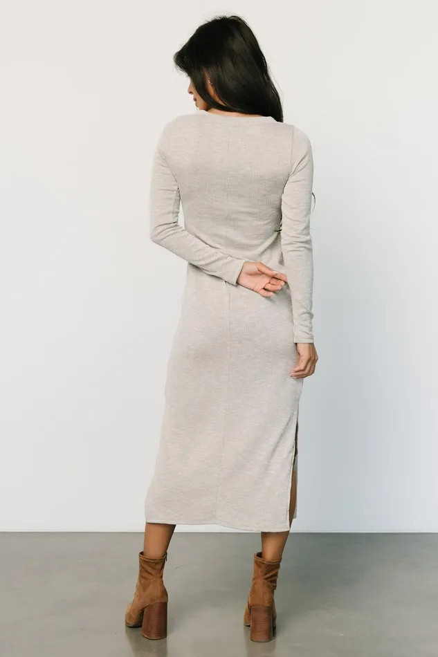 Women Midi Dresses Baltic Born Denver Ribbed Midi Dress Light Gray Women Midi Dresses Baltic Born Denver Ribbed Midi Dress Light Gray