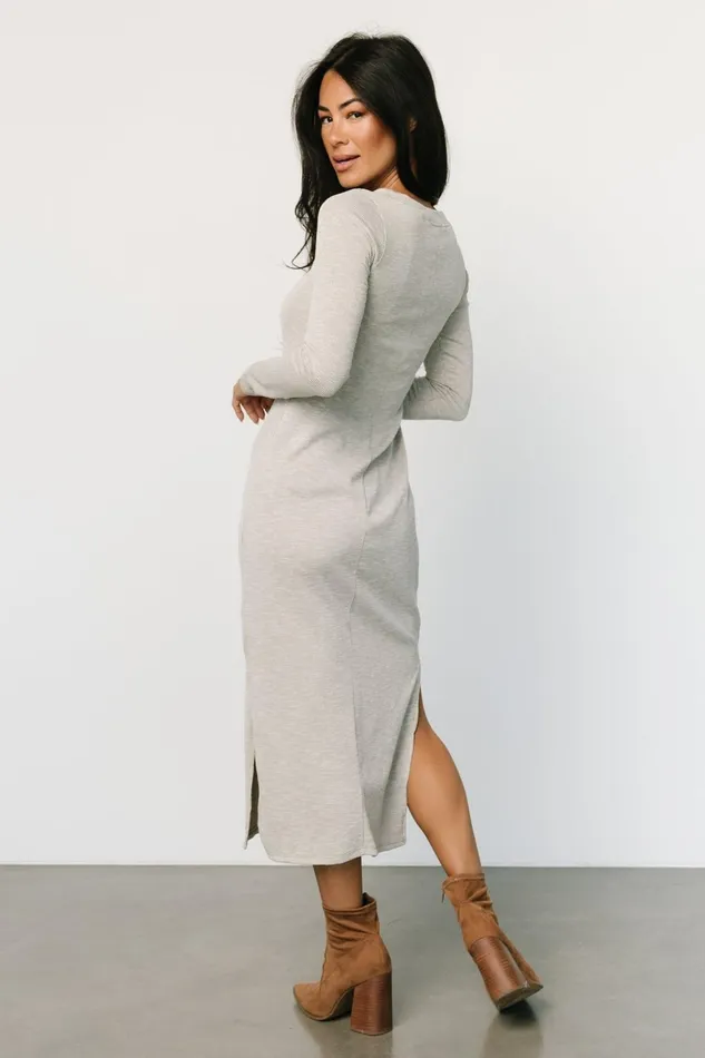 Women Midi Dresses Baltic Born Denver Ribbed Midi Dress Light Gray Women Midi Dresses Baltic Born Denver Ribbed Midi Dress Light Gray