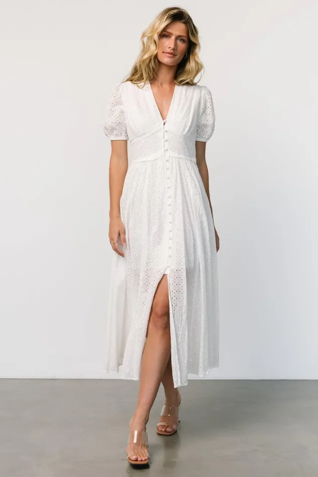 Women Midi Dresses Baltic Born Esther Eyelet Midi Dress Off White