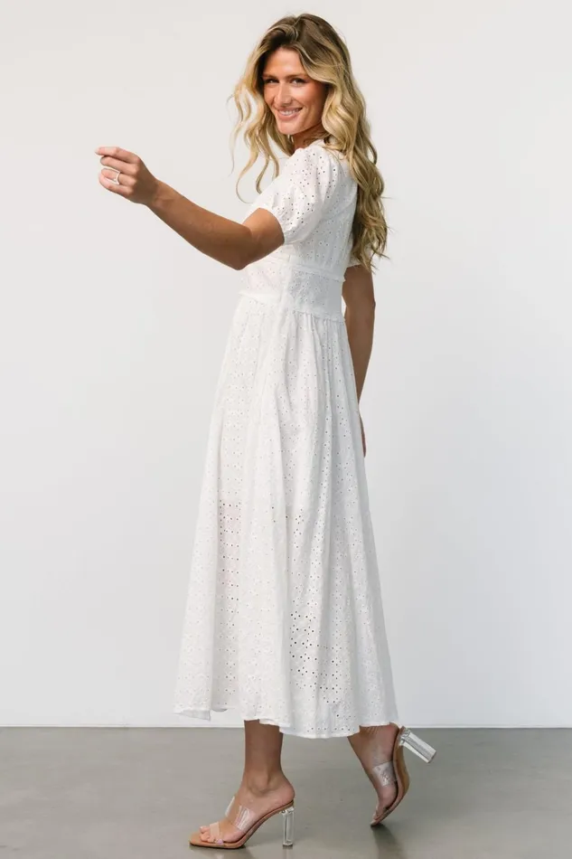 Women Midi Dresses Baltic Born Esther Eyelet Midi Dress Off White