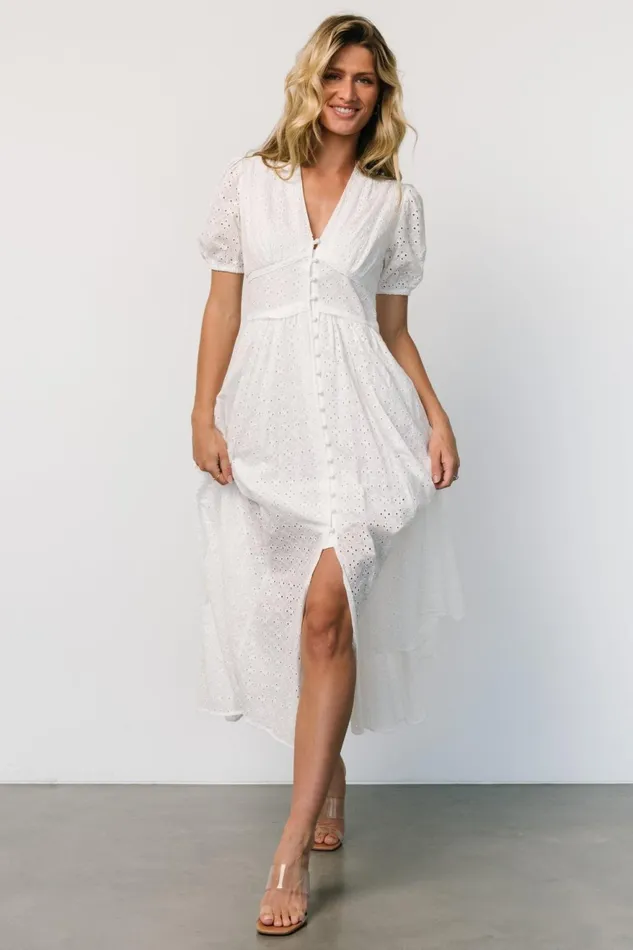 Women Midi Dresses Baltic Born Esther Eyelet Midi Dress Off White