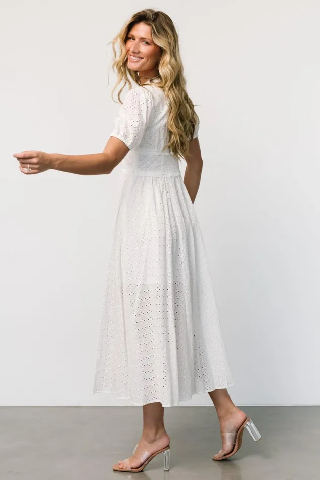 Women Midi Dresses Baltic Born Esther Eyelet Midi Dress Off White