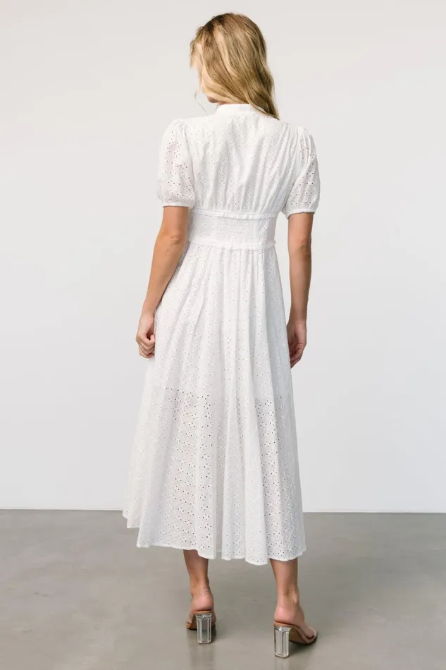 Women Midi Dresses Baltic Born Esther Eyelet Midi Dress Off White
