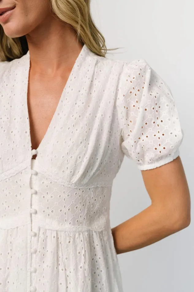 Women Midi Dresses Baltic Born Esther Eyelet Midi Dress Off White