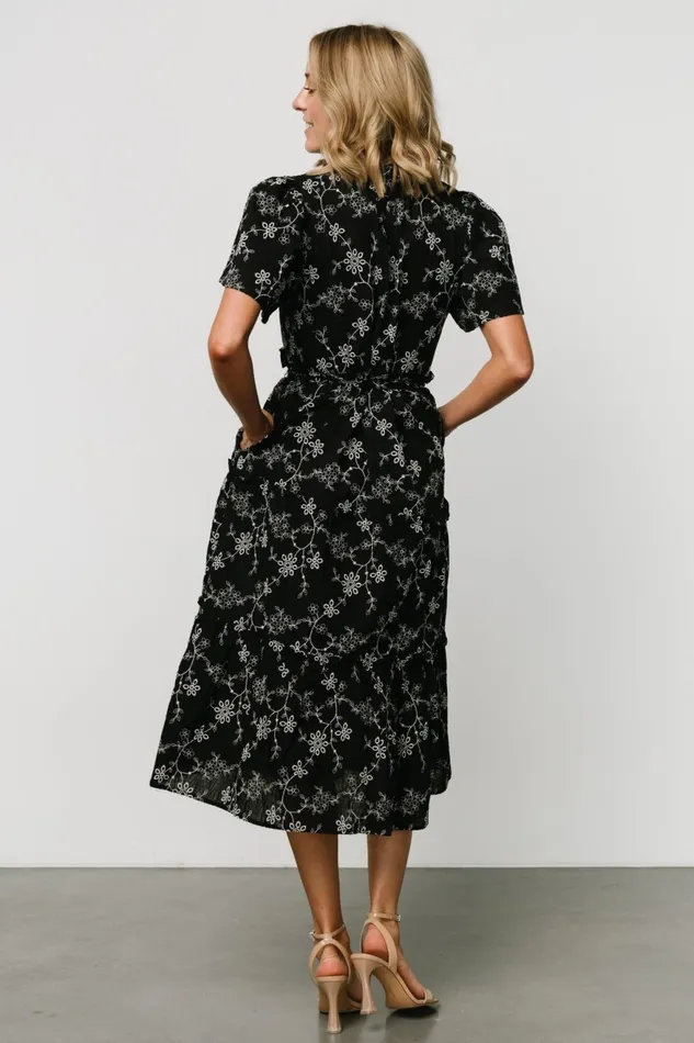 Women Midi Dresses Baltic Born Odeya Tiered Midi Dress Black White Women Midi Dresses Baltic Born Odeya Tiered Midi Dress Black White