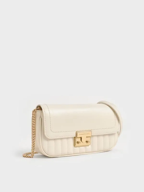 Women Mini Donna CrinkleEffect Bag 8211 Cream CHARLES and KEITH Phone Pouches