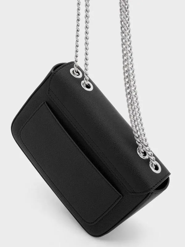 Women Mini Sue ChainStrap Shoulder Bag 8211 Noir CHARLES and KEITH Crossbody Bags Women Mini Sue ChainStrap Shoulder Bag 8211 Noir CHARLES and KEITH Crossbody Bags