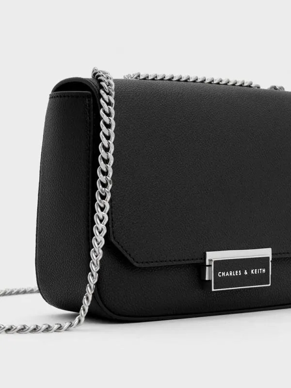 Women Mini Sue ChainStrap Shoulder Bag 8211 Noir CHARLES and KEITH Crossbody Bags Women Mini Sue ChainStrap Shoulder Bag 8211 Noir CHARLES and KEITH Crossbody Bags