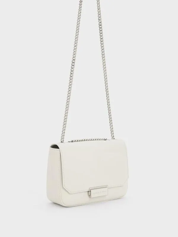 Women Mini Sue ChainStrap Shoulder Bag 8211 White CHARLES and KEITH Crossbody Bags