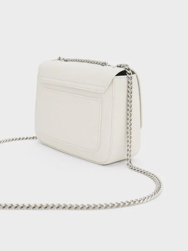Women Mini Sue ChainStrap Shoulder Bag 8211 White CHARLES and KEITH Crossbody Bags