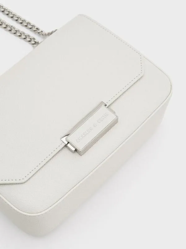 Women Mini Sue ChainStrap Shoulder Bag 8211 White CHARLES and KEITH Crossbody Bags