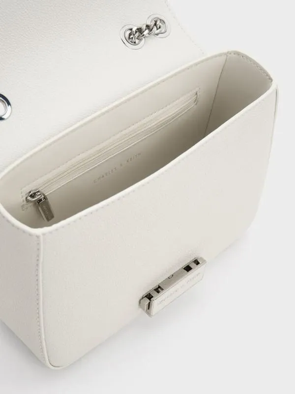 Women Mini Sue ChainStrap Shoulder Bag 8211 White CHARLES and KEITH Crossbody Bags