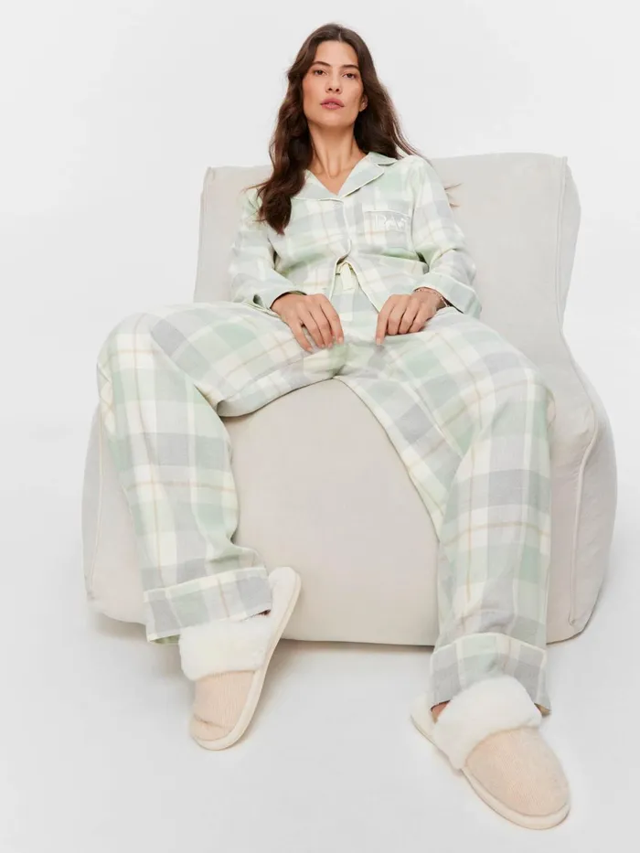 Women Mint Check Bamboo Flannelette Classic Pj Set Multi Peter Alexander Sets and Onesies