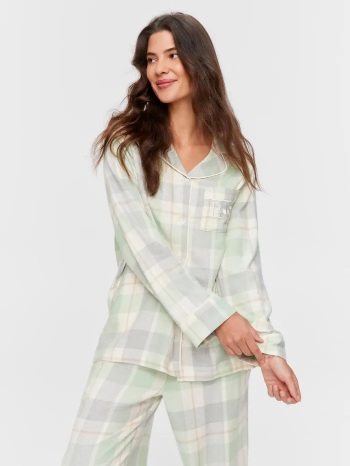 Women Mint Check Bamboo Flannelette Classic Pj Set Multi Peter Alexander Sets and Onesies