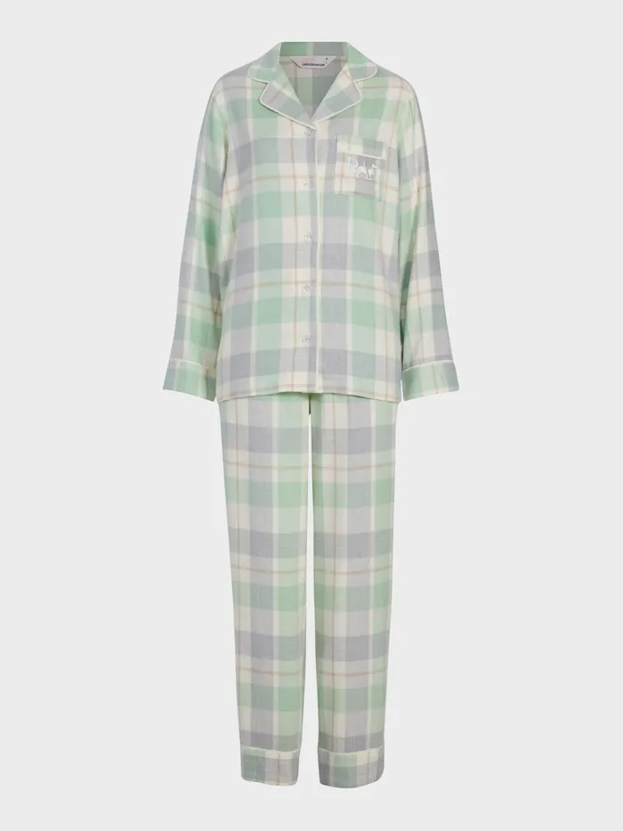 Women Mint Check Bamboo Flannelette Classic Pj Set Multi Peter Alexander Sets and Onesies