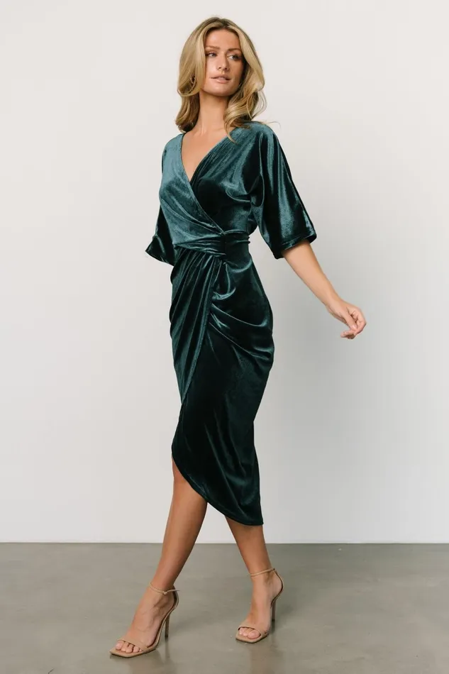 Women Mother Of The Bride Baltic Born Brendyn Ruched Velvet Dress Jade Women Mother Of The Bride Baltic Born Brendyn Ruched Velvet Dress Jade