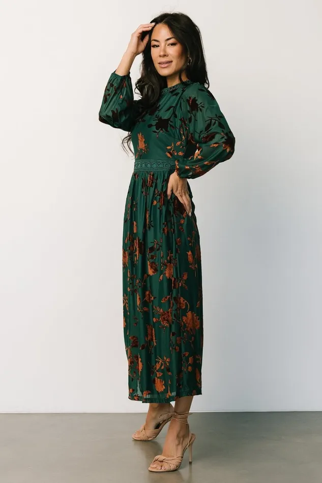 Women Mother Of The Bride Baltic Born Christine Velvet Embossed Midi Dress Jade Women Mother Of The Bride Baltic Born Christine Velvet Embossed Midi Dress Jade