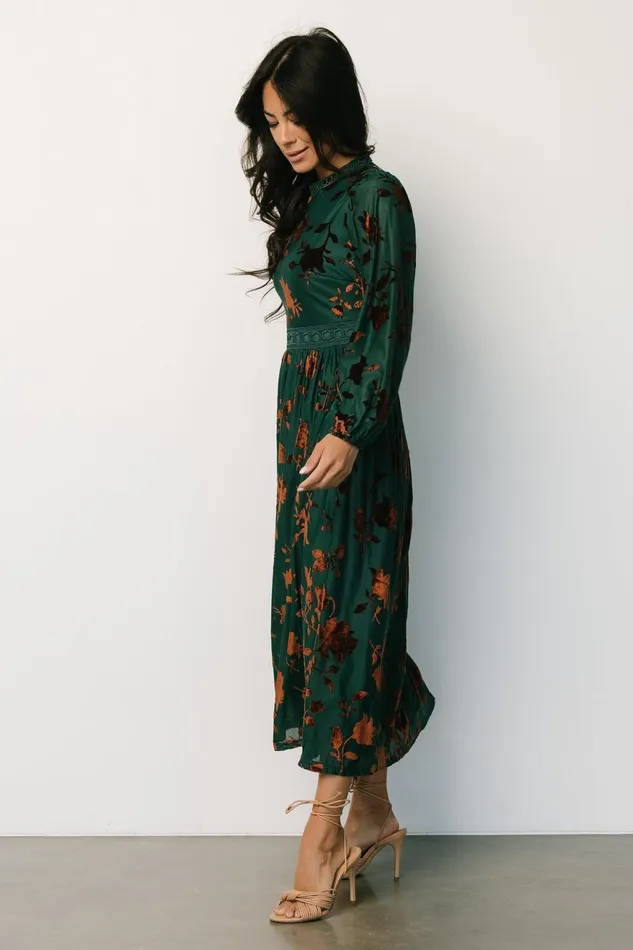 Women Mother Of The Bride Baltic Born Christine Velvet Embossed Midi Dress Jade Women Mother Of The Bride Baltic Born Christine Velvet Embossed Midi Dress Jade