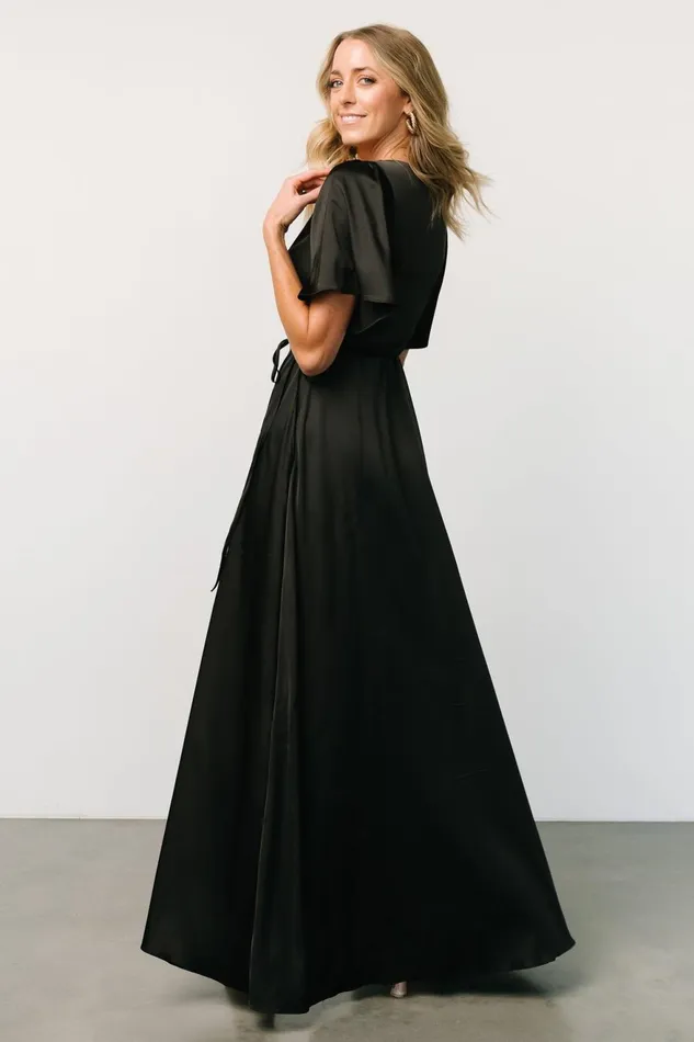 Women Mother Of The Bride Baltic Born Vara Satin Maxi Wrap Dress Black Women Mother Of The Bride Baltic Born Vara Satin Maxi Wrap Dress Black