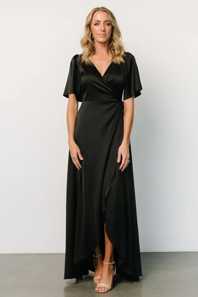 Women Mother Of The Bride Baltic Born Vara Satin Maxi Wrap Dress Black Women Mother Of The Bride Baltic Born Vara Satin Maxi Wrap Dress Black