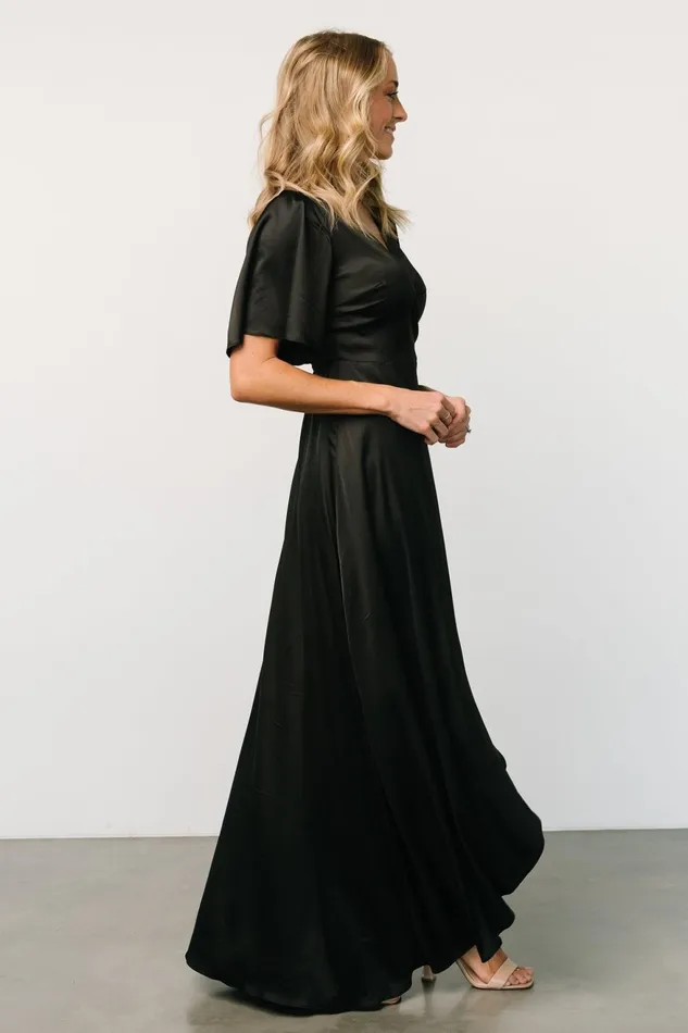 Women Mother Of The Bride Baltic Born Vara Satin Maxi Wrap Dress Black Women Mother Of The Bride Baltic Born Vara Satin Maxi Wrap Dress Black