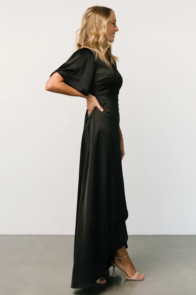 Women Mother Of The Bride Baltic Born Vara Satin Maxi Wrap Dress Black Women Mother Of The Bride Baltic Born Vara Satin Maxi Wrap Dress Black