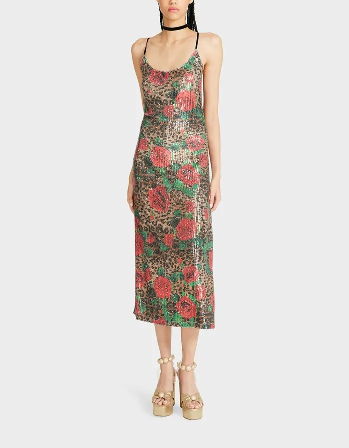 Women NAOMI MIDI DRESS LEOPARD MULTI Betsey Johnson
