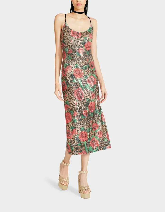 Women NAOMI MIDI DRESS LEOPARD MULTI Betsey Johnson