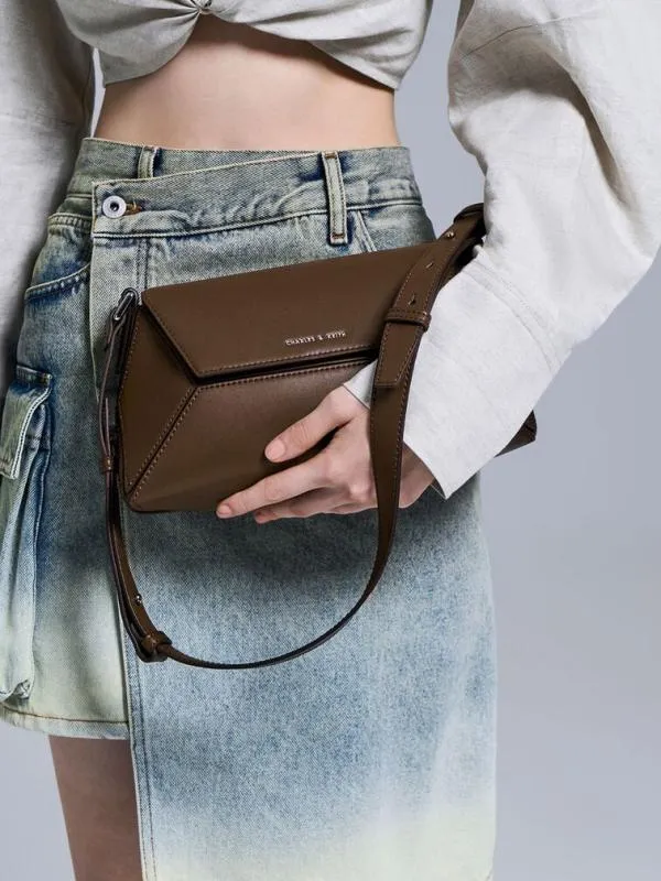 Women Nasrin Geometric Shoulder Bag 8211 Dark Brown CHARLES and KEITH Shoulder Bags