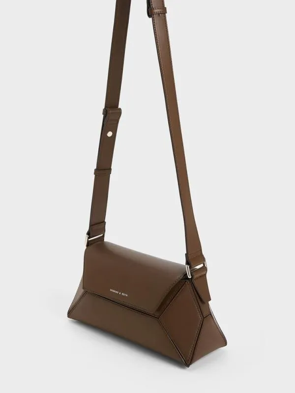 Women Nasrin Geometric Shoulder Bag 8211 Dark Brown CHARLES and KEITH Shoulder Bags