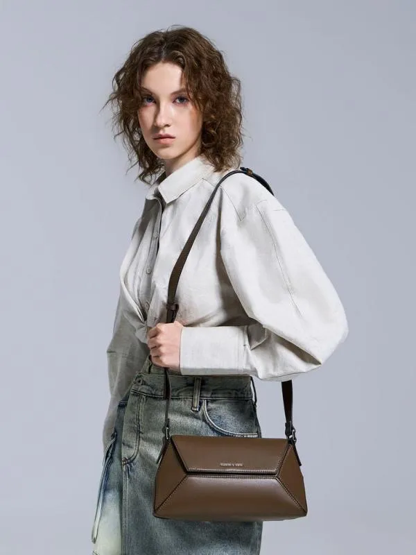 Women Nasrin Geometric Shoulder Bag 8211 Dark Brown CHARLES and KEITH Shoulder Bags