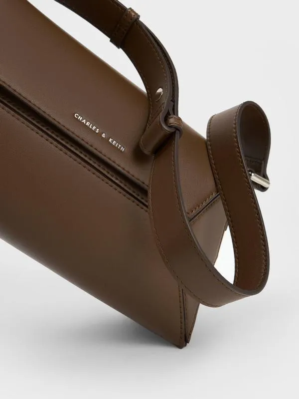 Women Nasrin Geometric Shoulder Bag 8211 Dark Brown CHARLES and KEITH Shoulder Bags