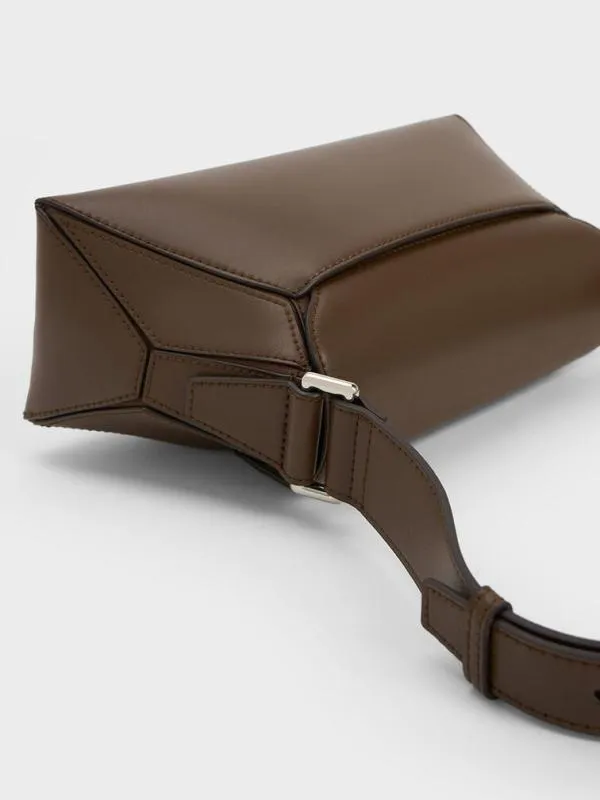 Women Nasrin Geometric Shoulder Bag 8211 Dark Brown CHARLES and KEITH Shoulder Bags