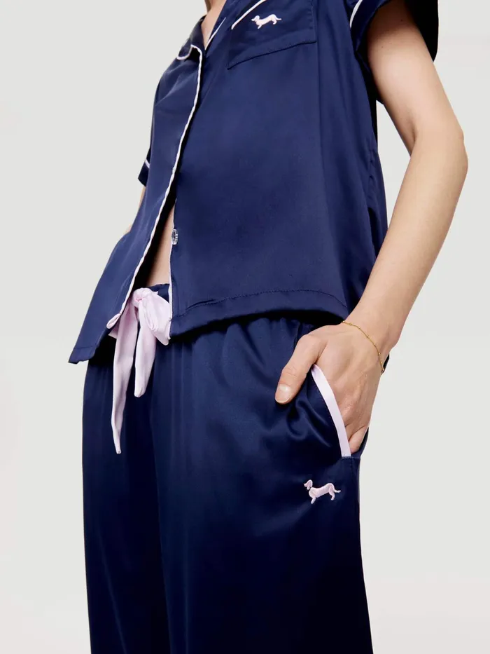 Women Navy Tux Luxe Satin Pj Pant Navy Peter Alexander Satin
