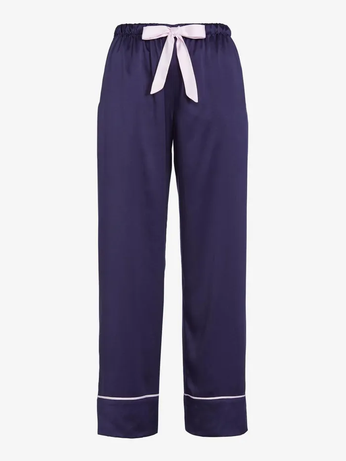 Women Navy Tux Luxe Satin Pj Pant Navy Peter Alexander Satin